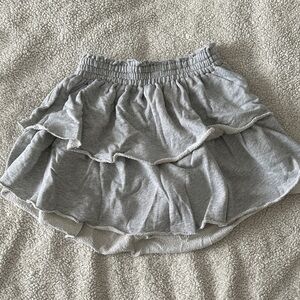 Aerie Cotton Layered Skirt in Light Gray